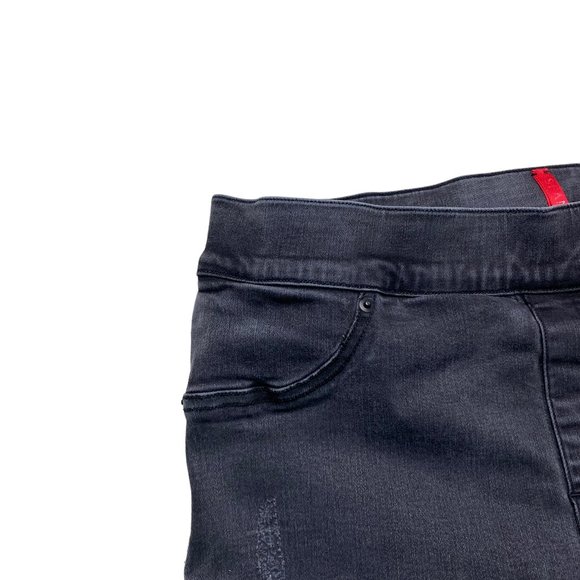 Spanx Vintage Distressed Ankle Skinny Jeans Womens Size Large Black Pull On - Picture 6 of 10